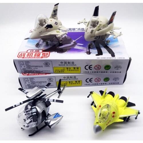 4 PCS/Set Q Version 4D Fighter Helicopter F18 F16 MD500 J15 Plastic Assemble Airplane Model Toy For Children