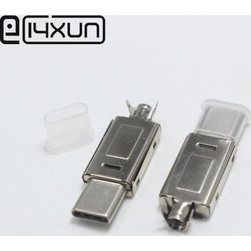 1set Full Metal USB 3.1 Type C Male Plug Welding Type For DIY Data Charging Connector for OD 3.0mm2 Cable with dust Cover 4 in 1
