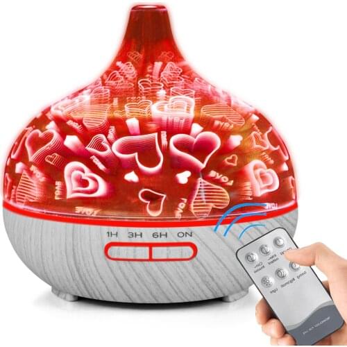 400ml Ultrasonic Humidifier with Remote Control 3D Fireworks Aromatherapy Essential Oil Air Diffuser Glass Diffusers
