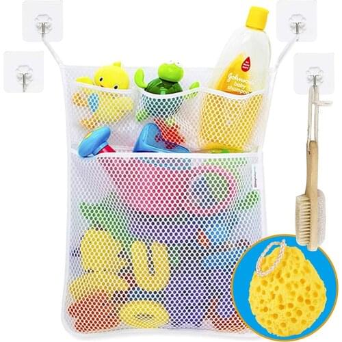 47x31cm Baby Mesh Bag Bath Bathtub Toys Organizer Suction Bathroom Bath Toy Net Baby Kids Bath Bathtub Bath Toys Storage Mesh