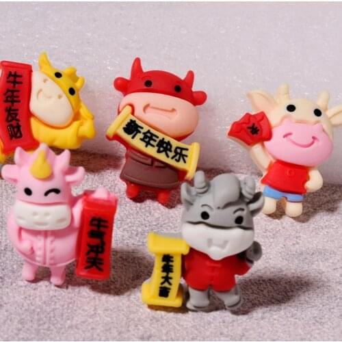 5Pcs Nail Art Soft Stereo 3D Cartoon 2021 New Year Nail Art Decoration Craft