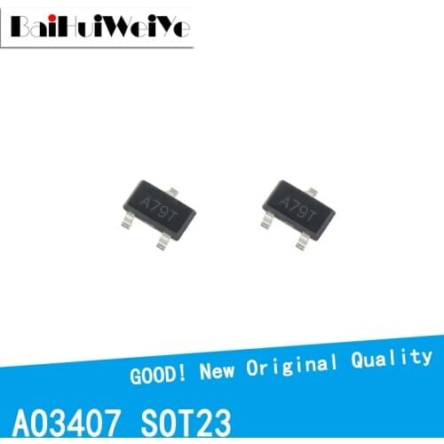 50PCS/LOT AO3407 A79T MOSFET A79T MOSFT P-Ch -30V -3.6A 64mOhm SOT23 SOT-23 SMD New and Original IC Chipset MOSFET MOSFT