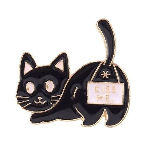 New animal series brooch creative cute black cat backpack shape paint badge accessories