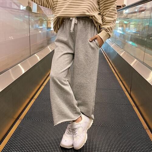 Pants For Girls Clothes Childrens Trousers Casual Teen Wide Leg Pants Elastic Waist Cotton 2021 Spring Autumn Kids Clothing