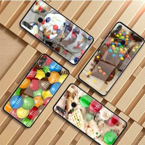 M&Ms Chocolate Tempered Glass Phone Case For Huawei P20 P30 P40 P40 Lite Pro Psmart Mate 20 30 Cover Shell