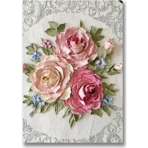 Flowers Art Rose Peony DIY Cross Stitch Embroidery 11CT Kits Craft Needlework Set Printed Canvas Cotton Thread Dropshipping