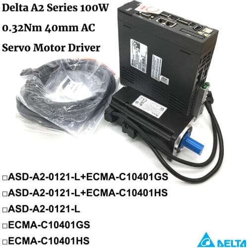Delta A2 100W 0.32NM 3000rpm 40MM AC Servo Motor Driver Kit ASD-A2-0121-L ECMA-C10401GS ECMA-C10401HS Brake 0.1KW Low Inertia
