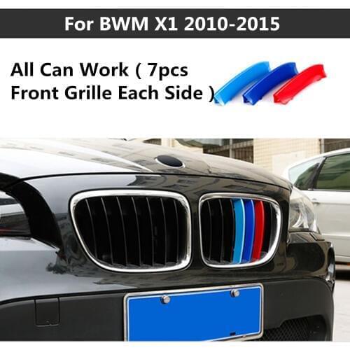For BMW 1 2 3 5 Series X3 X4 X5 X6 E84 F48 F15 E71 F35 E39 3 Colors ABS Car Front Grille Trim Strips Cover Stickers Car Styling