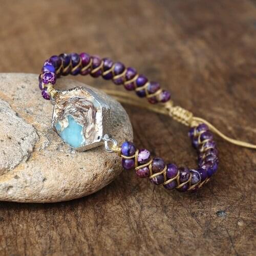 Imperial Jasper Beaded Braided Bracelet Handmade Jewelry Women Fashion Accessories Boho Yoga Weave Charm Wrap Bracelet