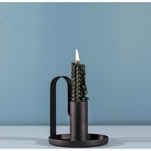 IMUWEN Metal Candle Holders Black Candlestick Fashion Wedding Candle Stand Exquisite Candlestick Table Home Decor