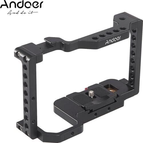 Andoer Camera Cage Video Film Movie Making Stabilizer Aluminum Alloy with Detachable Quick Release Plate Cold Shoe Mount