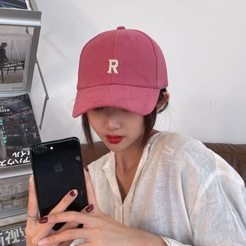 Hat Female Summer Baseball Cap Fashion Sunscreen Patch Letter R Adjustable Couple Cap for Women