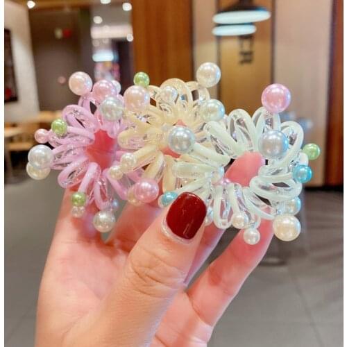 Cute Jelly color Pearl Elastic Hair Bands Ponytail Holder For Women Hair Accessories Hair Ties Scrunchies Hairband Headwear