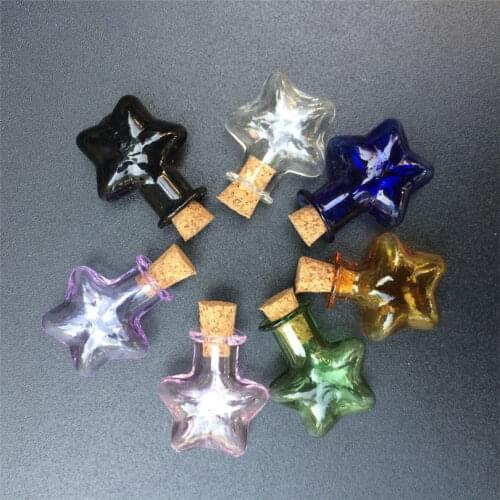 Mini Glass Bottles Star Jars With Cork Little Colors Art Bottles Handmade Gift Cute Bottles Mix 7Colors Free shipping