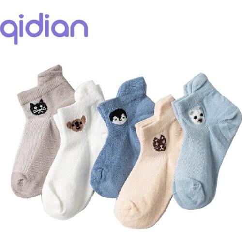 5pcs/set spring and summer childrens socks and socks mesh breathable boat socks animal cartoon 1-12 years old