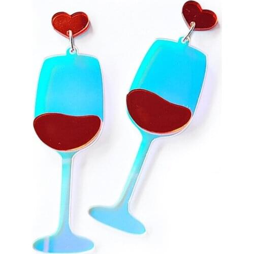 2021 New Unreal Color Transparent Acrylic Tall Foot Red Wine Glass Earrings Alternative Retro Exaggerated Earrings E21599