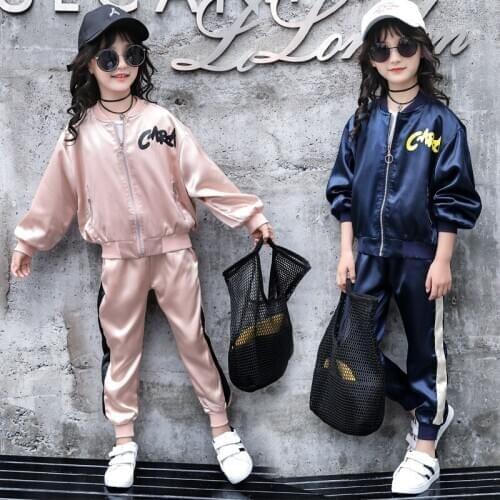 Girls Clothes Zipped Jacket & Pants 2 Pcs Suit For Girls O-Neck Kids Suit Spring Girl Clothes For Teenage Childrens Costume