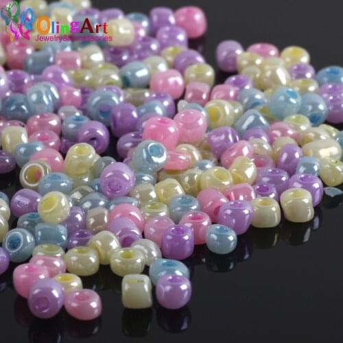 OlingArt 2019 NEW 4MM 2050pcs candy colors mixed multicolor Glass Seed beads Spacer DIY bead diy necklace jewelry making