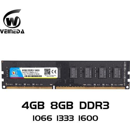 VEINEDA 2gb 4gb 8gb ram DDR3 memory ddr3 8 гб ddr 3 1333 For Desktop compatible 1066 1600 PC DIMM Memory PC3-10600R 12800R
