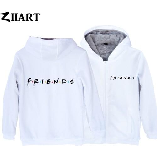 Woman Girl Parkas Full Zip Coat Plus Velvet Friends Name Logo TV Show Letter Alphabet Autumn Winter Couple Clothes ZIIART