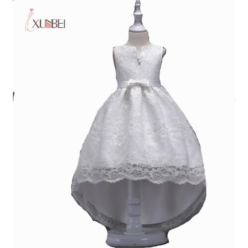 High Low Flower Girl Dress 2020 Princess Ball Gown Zipper Lace For Children Prom Cocktail Dress Wedding Party DressWomen Summer