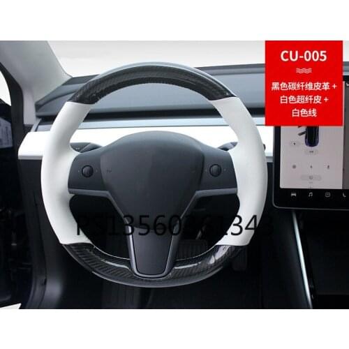 Suitable for Tesla Model 3 model S model X model Y hand-stitched leather suede steering wheel cover