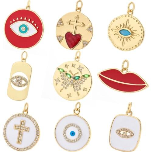 Evil Blue Eye Ture Heart Red Lips Charms for Diy Earrigns Necklace Bracelet Designer Charms Gold Jewelry Making Supplies Resin