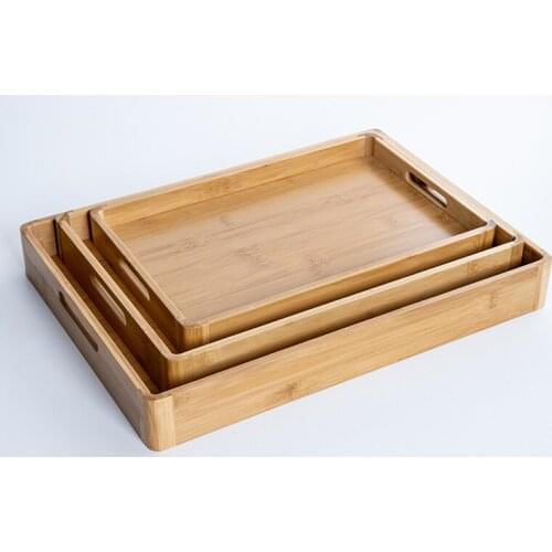 Japanese-style Rectangle Bamboo Tea Tray Serving Table Plate Snacks Food Storage Dish for Hotel Home Serving Tray