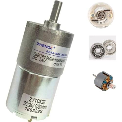 37MM DC Reduction Gear Motor 12V 24V High Torque CW/CCW Speed Regulation ZGB37RG Model motor 5-1000RPM