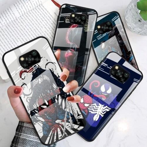 Tempered Glass Luxury Cover Cool Marvel Venom For Xiaomi POCO F3 F2 X3 NFC X2 M2 Pro Shockproof Shell Phone Case