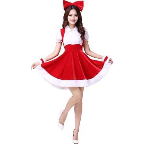 Christmas Costumes For Women - Sexy Adult Women Halloween Santa Cosplay Dress 3SFC148 Cute Festival Christmas Costume