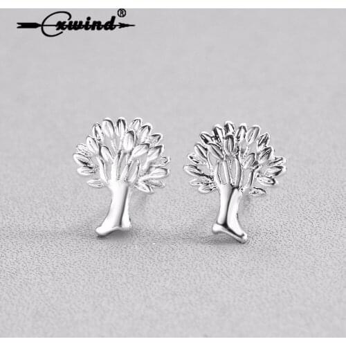 Cxwind Tiny Tree Ear Studs Earrings Cute Life of Tree Knot Shaped Push Back Earrings for Women Girl Party Jewelry