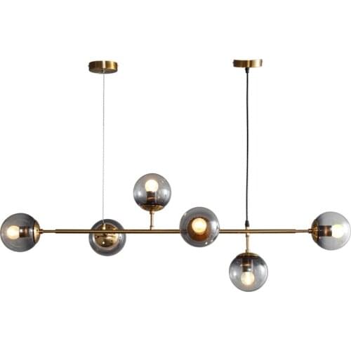 Modern Multi heads Long pole Magic Bean Pendant Lights glass ball Lamshade LED Pendant Lamps for kitchen Dinning Room