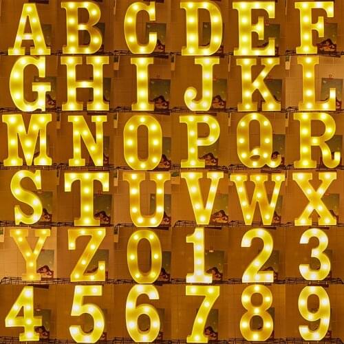 16/22CM Alphabet LED Lights Luminous Letter LED Light Number Lamp for Christmas Valentines Day Wedding Party Desk Home Decor