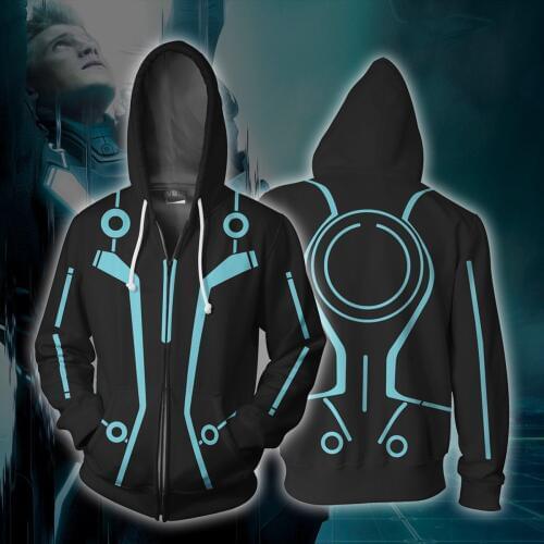 Movie Tron: Legacy 3D Printing Hoodie Sweatshirts Cosplay Jacket Hooded Coat Costume Hoodies Zipper With Cap Sweatshirt