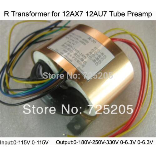 R Transformer 12AX7 12AU7 Tube Preamps Input 0-115V -115V Output 0-180V-250V-330V(120mA)0-6.3V(1A)0-6.3 (1A) 80W