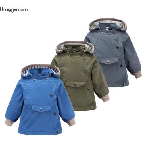 Baby Boys Windbreaker 2020 Spring Boy Hoodie Solid Color Zipper Fashion Cotton Coat Jacket Coats Waterproof Jackets For 24m-7t