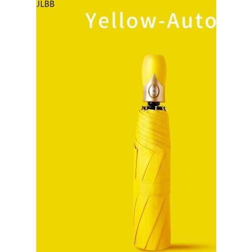 High Quality Automatic Umbrella Rain Women Three-folding Umbrella Windproof Pure Color Umbrella Female Waterproof parasol