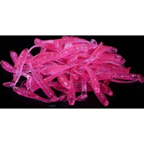 YUZI 50 Pcs/Bag T Tail Silicone Soft Bait Fishing Artificial Worms Soft Lures Carp Fishing Accessories