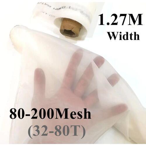 127CM Width 80-200M Polyester Screen Printing White Mesh 32T/39T/47T/53T/62T/72T/80T Silkscreen Printing Mesh Fabric Filter Net