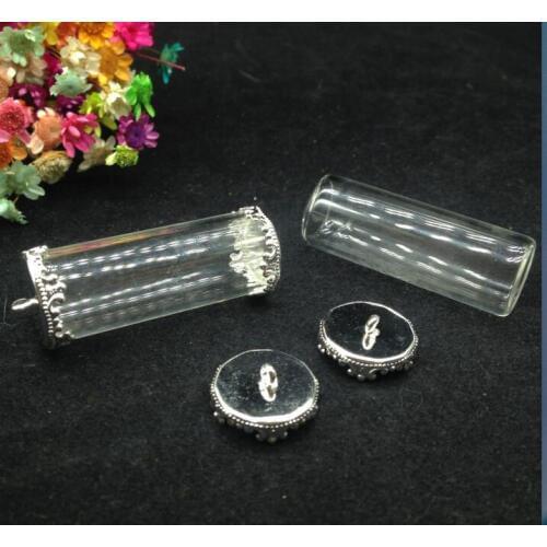 20sets/lot 40*15mm wholesale tube shape glass bottle with opening glass vial globe jewelry vial diy pendant necklace findings