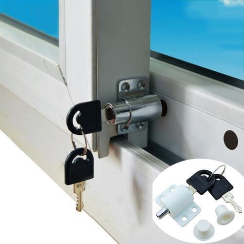 5 Pieces/Lot Free Shipping Sliding Window Lock with Key Child Safety Protection Lock Anti-theft Door Lock Push Window
