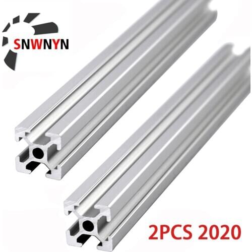 2PCS 2020 Aluminum Profile 6mm T Slot 2020 Aluminium Extrusion Anodized 100 200 400 500 600 800 1000mm CNC 3D Printer Parts 1m