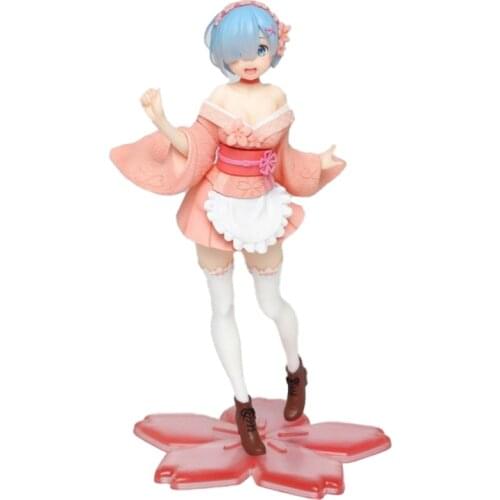 Anime Model Re:life In a Different World From Zero Rem Kimono Sakura Action Figure Doll Decoration Toy Childrens Birthday Gift