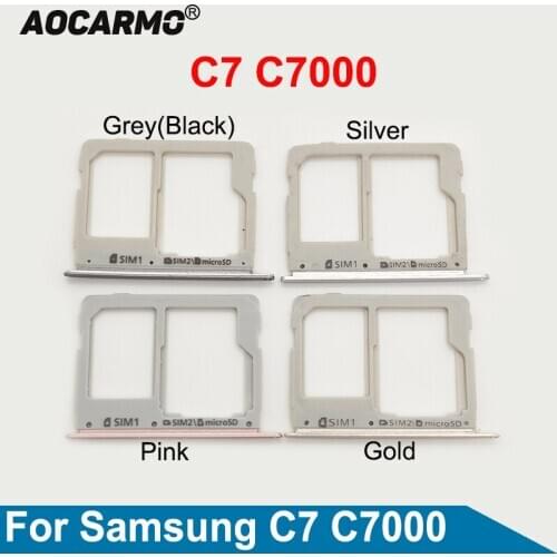 Aocarmo SIM Card Metal Nano Sim Tray MicroSD Slot Holder Replacement parts For Samsung Galaxy C7 C7000