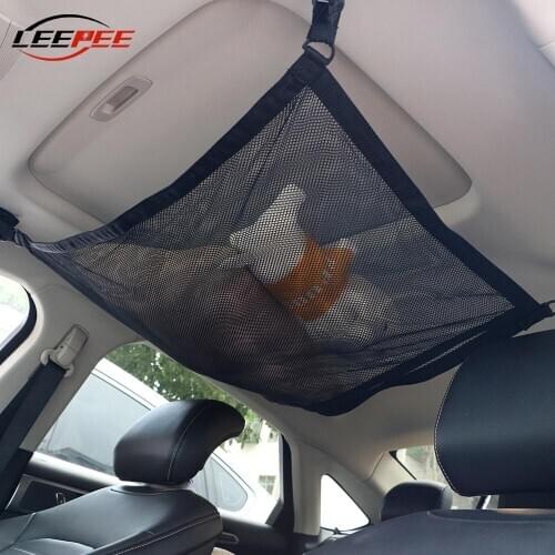 LEEPEE Car Styling Adjustable Car Ceiling Mesh Net Bag Sundries Storage Bag Pocket Universal Auto Accessories