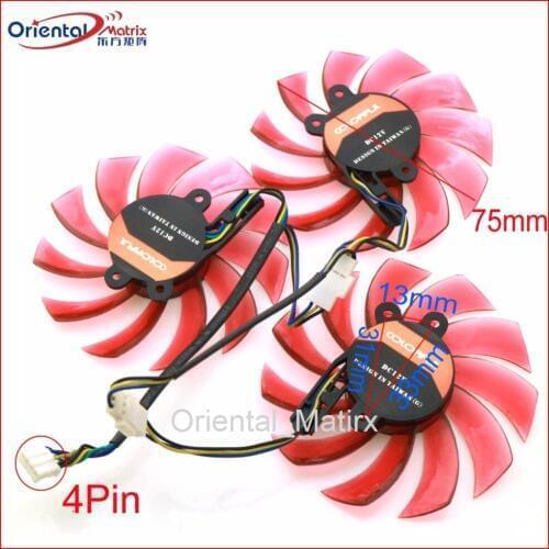 Free Shipping 3pcs/Lot 12V VGA Fan For GALAXY GTX960 GTX970 GTX980 Gamer Graphics Card Cooling Fan 4Wire 4Pin