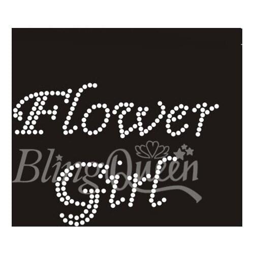 BlingQueen 25PCS/LOT Iron On Hot Fix Rhinestone Transfer Motif Appliques Flower Girl Design