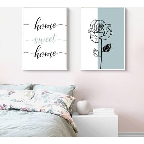 Black white quote wall decor rose flower canvas painting modern canvas art poster picture home prints wall decor picture HD2865