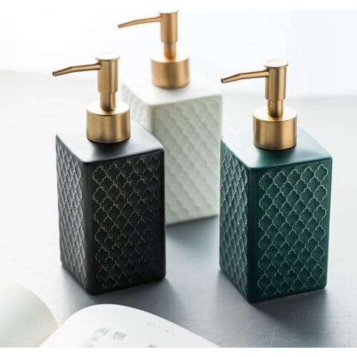 Creative Grid Ceramic Soap Dispenser Shower Gel Shampoo Bottle Travel Bathroom Accessories Liquid Container